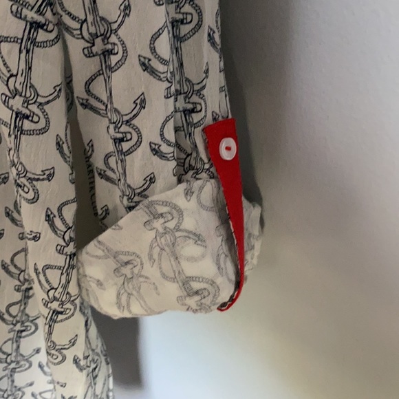 NWT! Charter Club Ladies Anchor Design Button Up - Picture 3 of 7